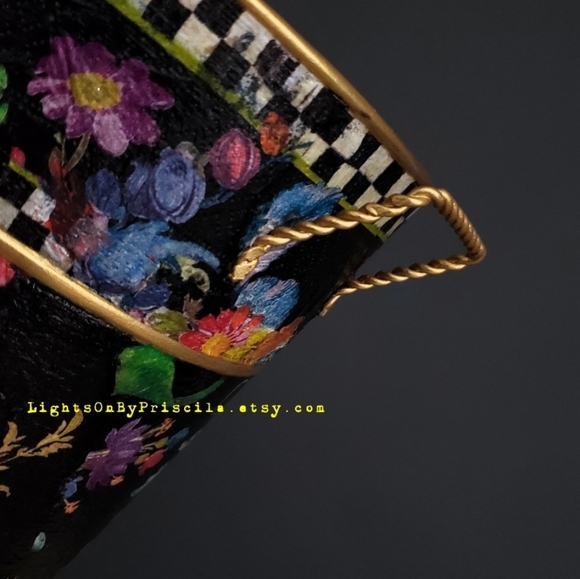 Mackenzie Childs Paper Decoupage Art in Vase - Picture 6 of 10